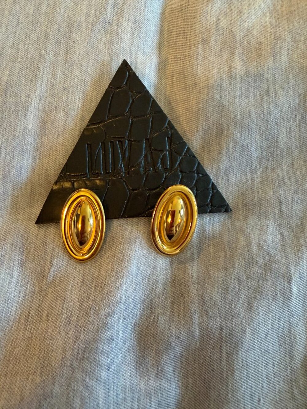 Luv AJ Unreleased VIP Gift Gold Oval Dome Stud Earrings Rare Statement Studs